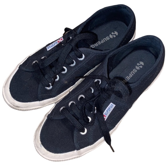 SUPERGA Black Canvas Low Classic Sneakers Size 6 - Picture 3 of 15